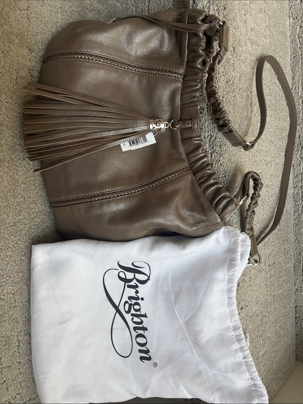 Brighton Brown Leather Shoulder Bag with Tassel